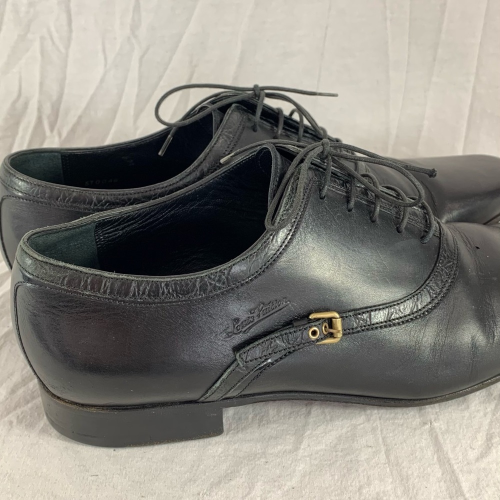 LOUIS VUITTON Black Leather Men's Oxfords Lace Up - Picture 4 of 16